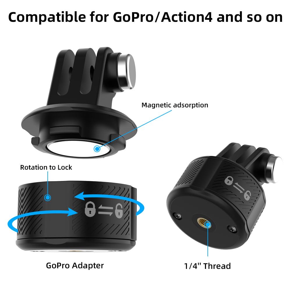 SUREWO Super Camera Clamp Mount,Super Clamp Mount with Dual Ballhead Magic Arm Compatible with Gopro Hero 13,12,11,10,9,8,7,6,5, Insta360 X4/3/2, DJI