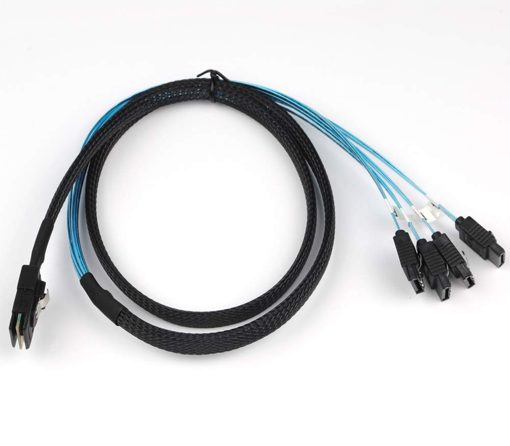 Reversed Cable Mini SAS 36Pin SFF-8087 Male to 4 SATA 7Pin Female Cable, Mini SAS (Target) to 4 SATA (Host) Cable