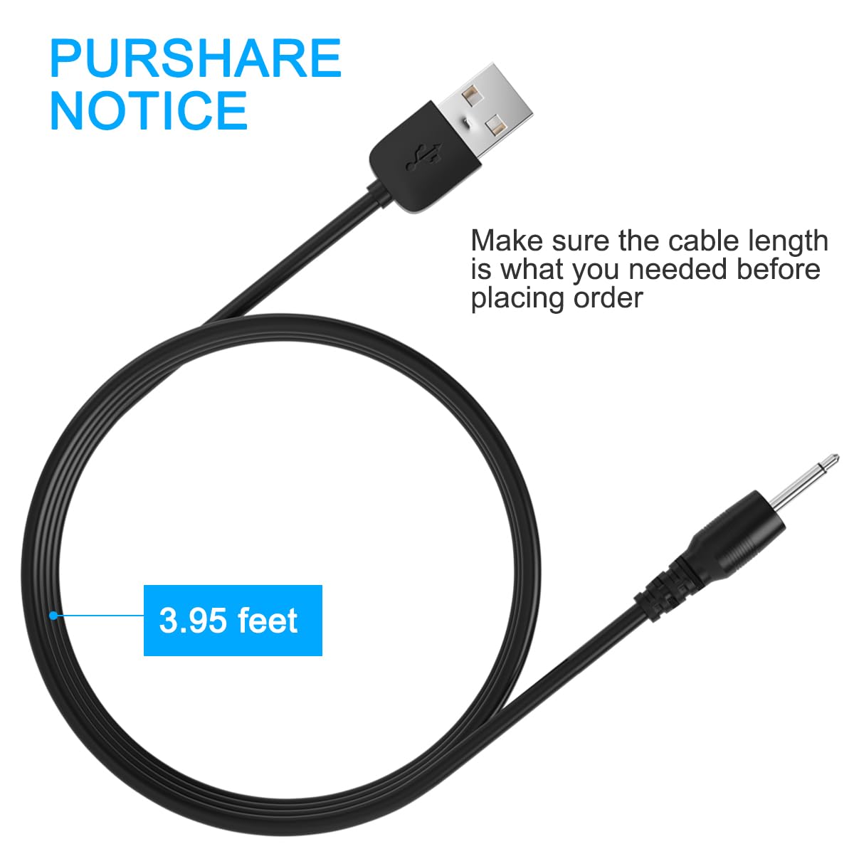 SIOCEN DC Charging Cable 2.5mm,USB Charger Cord 2.5mm,Fast Durable Original Replacement Power Adapter USB to DC Charging Cable 3FT