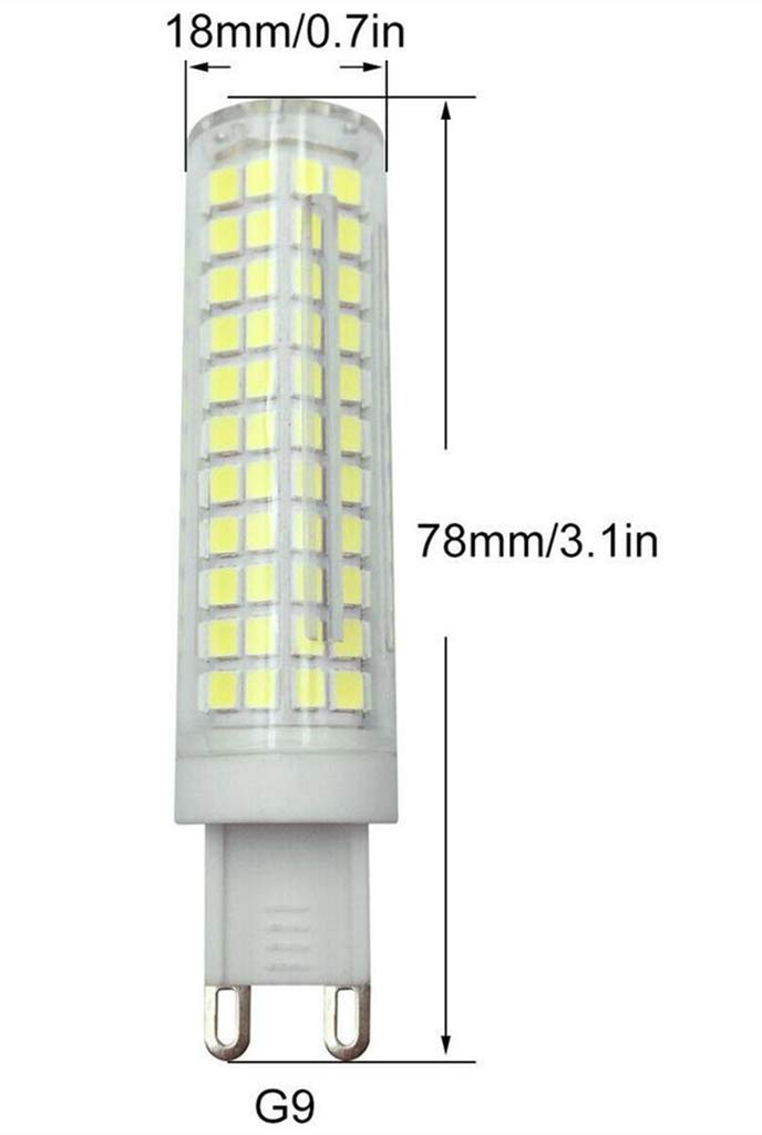 K JINGKELAI G9 LED Bulbs Dimmable 10W(Equivalent to 100W Halogen) 110V Cool White 6000K LED Corn Lights JCD T4 G9 Bi-pin Base,Dimmable,136 LED 2835