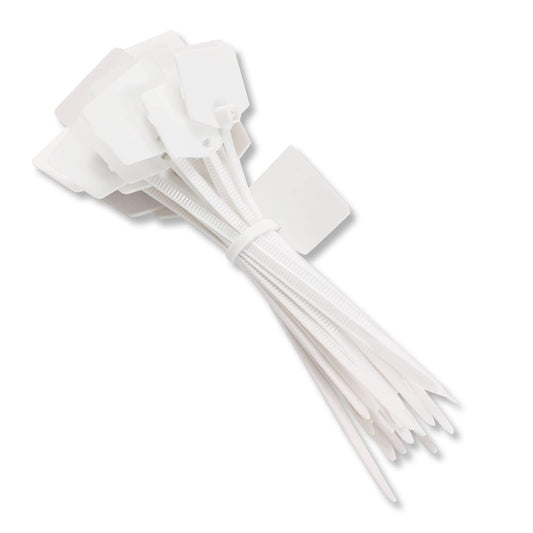 4 in Marker Nylon Cable Ties, Plastic Water Proof Tags, Self-Locking Written-on Cord Marker, Security Seals Label for Cabling, Wire Marking Label