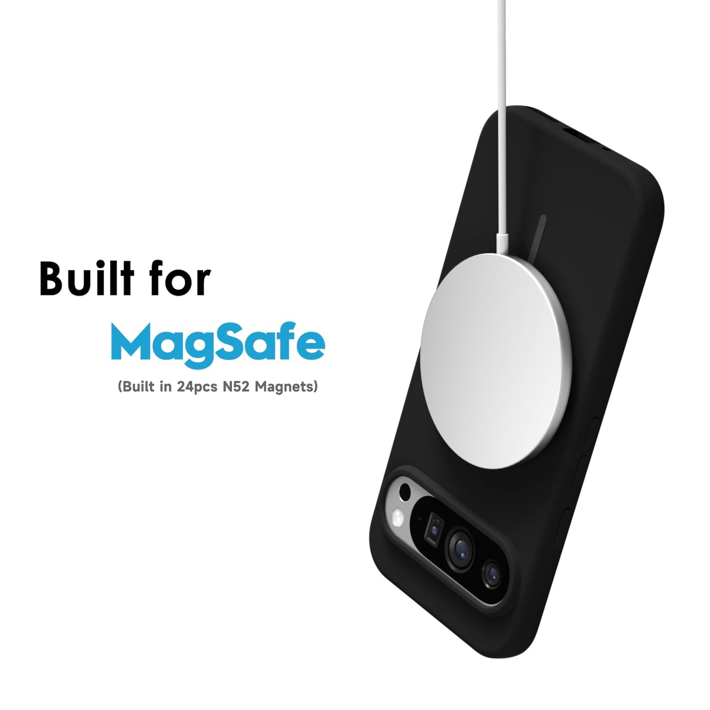 oakxco for Samsung Galaxy S24 Case Clear Magnetic Compatible with Magsafe, Thin Slim Transparent Non Yellowing, Hybrid Soft Silicone Bumper & Hard