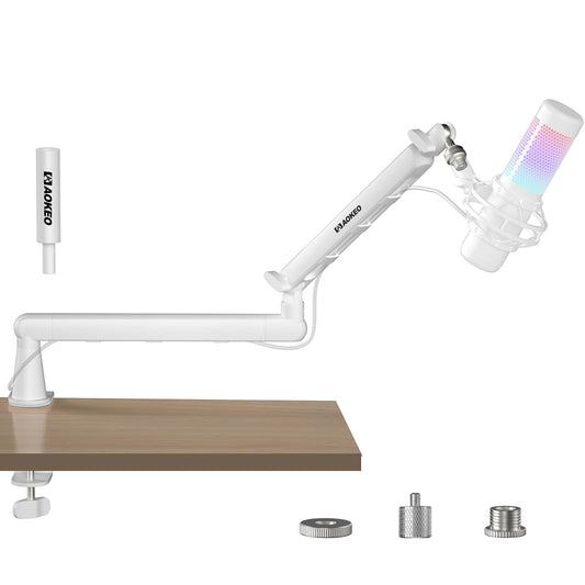Microphone Arm,Aokeo AK-55 Desk Low Profile Adjustable Mic Boom Arm Stand,Suitable For Blue Yeti,Snowball iCE, HyperX QuadCast,SoloCast,Elgato