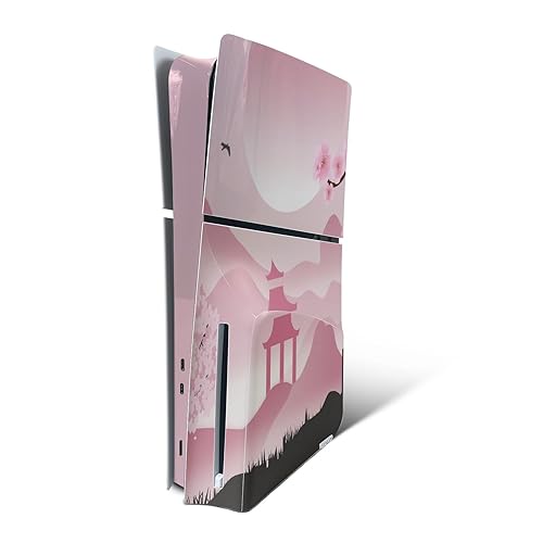 MightySkins Skin Compatible with Playstation 5 PS5 Slim Disk Edition Console Only - Cherry Blossom Dream | Protective, Durable, and Unique Vinyl Decal