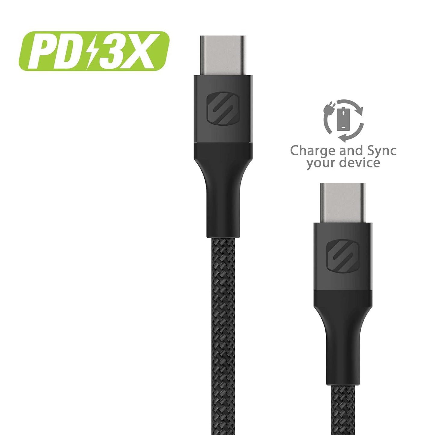 Scosche Ci4B4SG-2PKBP0 MFi Certified USB-C to Lightning Cable | Fast Charging Braided Cord for Apple iPhone 14/13/12/11, iPad, AirPods Pro, Apple…