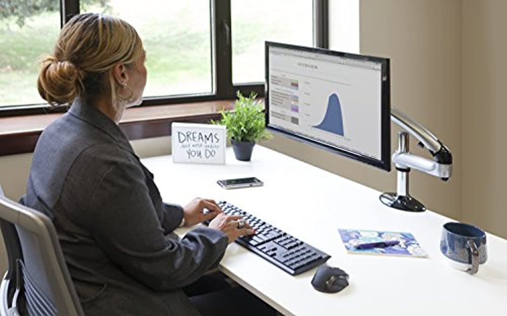 Ergotech Single Freedom Arm, Includes Single Aluminum Articulating Arm, 8.4-17.8 lbs. Weight Capacity, Suitable for Monitors up to 27 inches, VESA