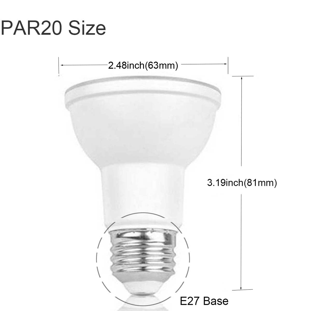 Rysa Light 10 Pack PAR20 LED Light Bulb Warm White 50W Equivalent 7W,Dimmable 3000K,E26 Base, UL-Listed and Energy Star Approved