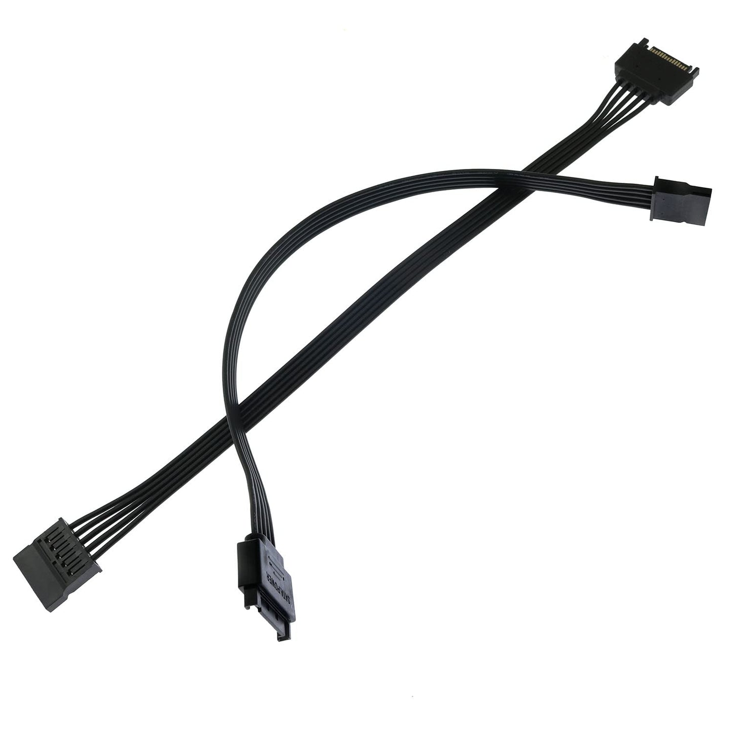 BLLNDX SATA Power Extension Cable 2PCS 11.8Inch Black 15Pin SATA Male to Female Extender Cable Adapter for HDD, SSD, Optical Drives, DVD Burners, PCI