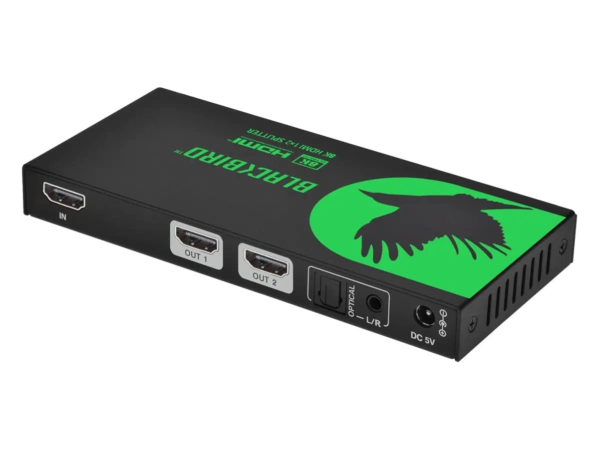 Monoprice 1x2 HDMI Splitter with Audio Extraction, 8K@60Hz, 4K@120Hz, 40Gbps, HDMI 2.1, HDCP 2.3, HDR10+ and Dolby Vision, for HDTV, Xbox, PS5/4/3