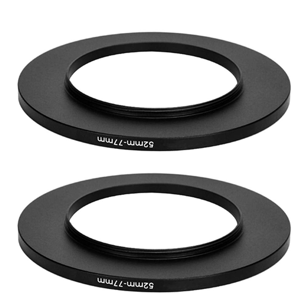 (2 Pcs) 52-77MM Step-Up Ring Adapter, 52mm to 77mm Step Up Filter Ring, 52 mm Male 77 mm Female Stepping Up Ring for DSLR Camera Lens and ND UV CPL