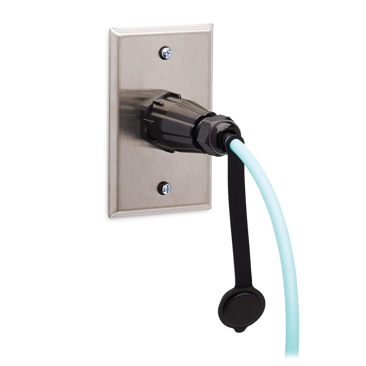 TRIPP LITE 10Gb Fiber Patch Cable, Industrial Duplex Multimode 50/125 OM3 Fiber Optic, LC to LC Fiber Cable, IP68, Aqua, 2 m (6.6 ft) (N820-02M-IND)