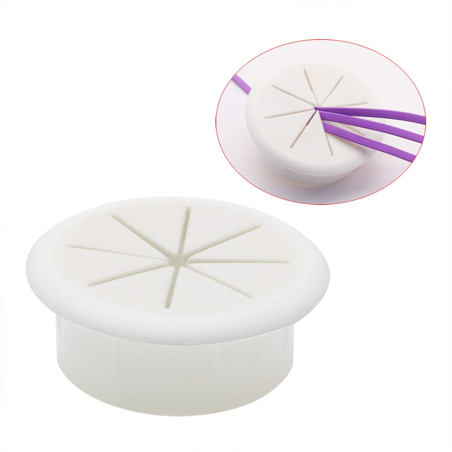 pugdodo 2PCS 2Inch (50mm) Desk Cord Grommets Wire Cable Hole Cover for Office PC Desk Cable Cord Cover White (White-2pcs) (White)