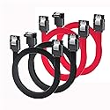 Aoiutrn SATA Cable III, 4 Pack 90 Degree Right Angle to Straight &Straight to Straight 6Gbps 7pin SATA 3.0 Data Transmission Cord with Locking Latch