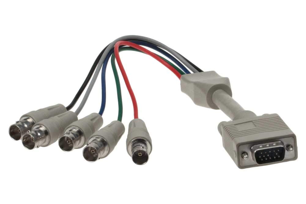SF Cable, 1ft HD15 VGA Male to 5 BNC Female Cable