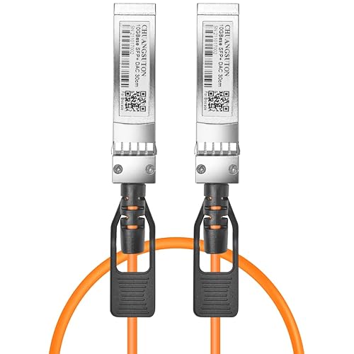 CHUANGSUTON 10G SFP+ DAC Twinax Cable, Passive, Compatible with Cisco SFP-H10GB-CU30CM, Ubiquiti UniFi, Fortinet and More, 0.3 Meter, Orange Color