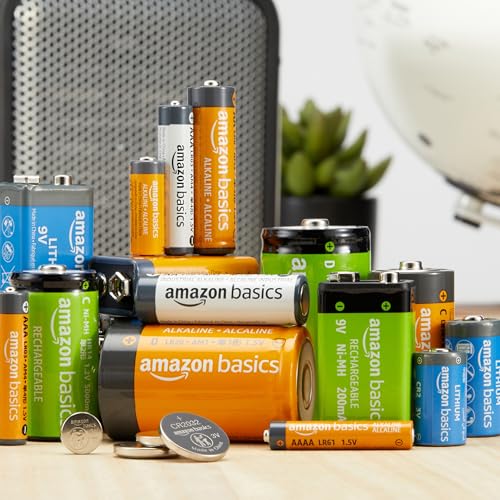 Amazon Basics Rechargeable C Cell Batteries, 4-Pack, NiMH, 5000 mAh, Recharge up to 1000x Times, Pre-Charged