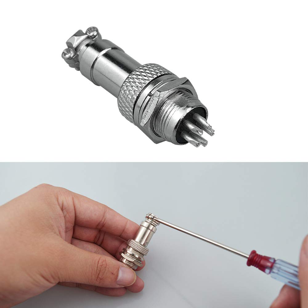 FULARR 9Pcs Premium GX12 Aviation Connector Plug Set, 5A 12MM Thread Male Female Metal Panel Aviation Wire Connector Kit, with Rubber Protector Cap