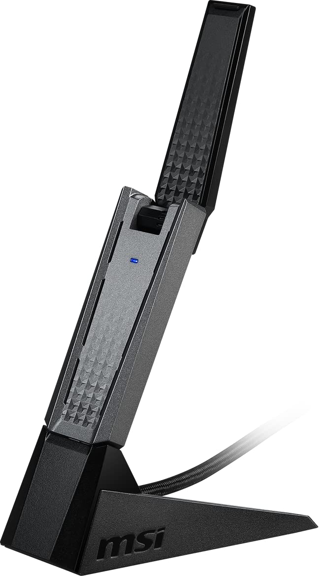 MSI AX1800 WiFi 6 Dual-Band USB Adapter - WLAN up to 1800 Mbps (5GHz, 2.4GHz Wireless), USB 3.2 Gen 1 Type-A, MU-MIMO, Adjustable Antenna
