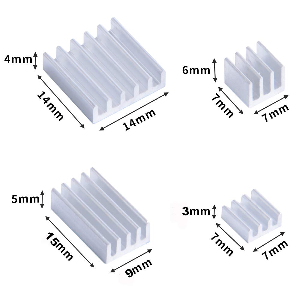 GeeekPi Fan for Raspberry Pi 4, 30x30x7mm DC Brushless CPU Cooling Fan 3.3V 5V with 7PCS Heatsink for Raspberry Pi 4 Model B,3B+,Pi 3 & Pi Zero/Zero W