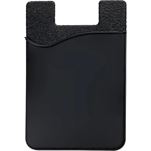 Silicone Phone Card Holder Pocket, Stick On Wallet, Adhesive Credit Card Pouch, Compatible with iPhone & Samsung Galaxy - Black