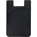 Silicone Phone Card Holder Pocket, Stick On Wallet, Adhesive Credit Card Pouch, Compatible with iPhone & Samsung Galaxy - Black