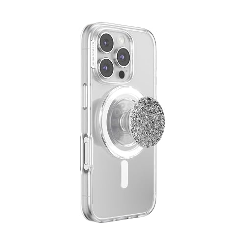 PopSockets Phone Grip for MagSafe, Magnetic Holder, Phone Stand, Silver - Confetti Foil Silver