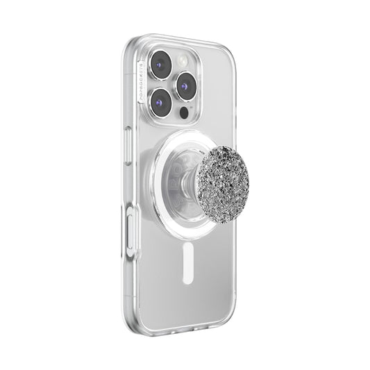 PopSockets Phone Grip for MagSafe, Magnetic Holder, Phone Stand, Silver - Confetti Foil Silver