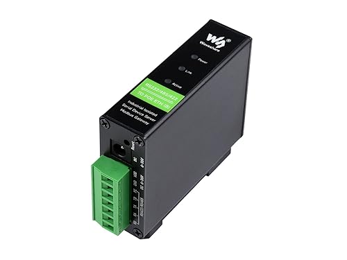 waveshare RS232/485/422 to RJ45 Ethernet Converter, TCP/IP to Serial, Modbus Gateway Support, Industrial Isolated Rail-Mount RS232/485/422 Serial