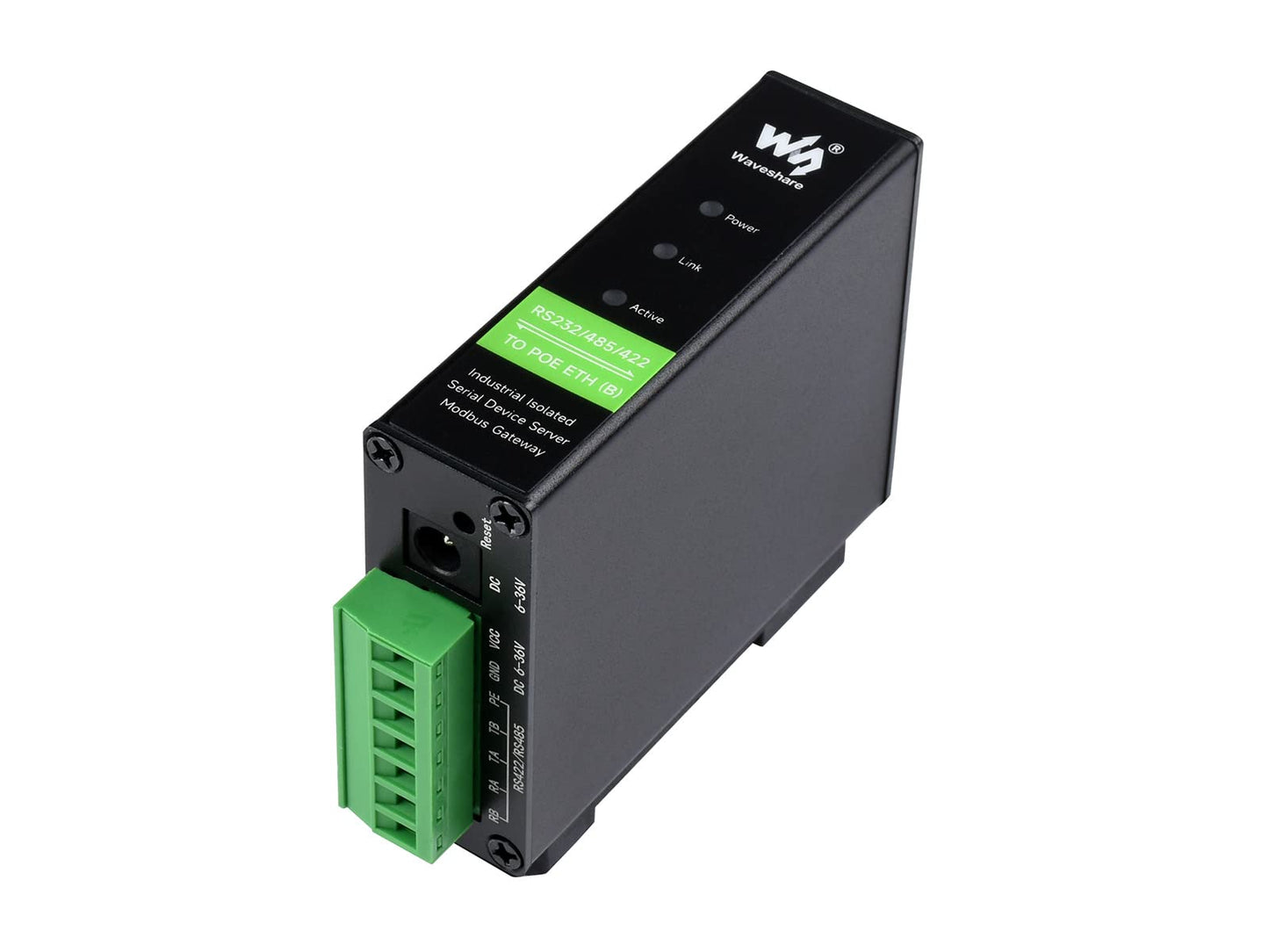 waveshare RS232/485/422 to RJ45 Ethernet Converter, TCP/IP to Serial, Modbus Gateway Support, Industrial Isolated Rail-Mount RS232/485/422 Serial