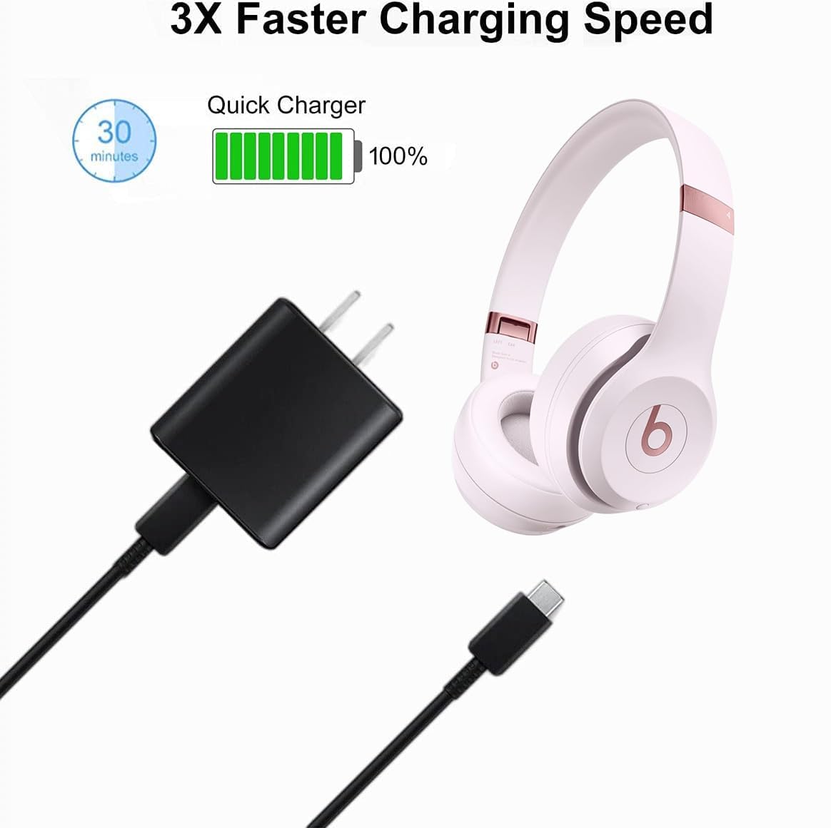 USB-C Beats Earbuds Wall Charger Cord Compatible for Beats Powerbeats Pro 2,Solo 4,Studio Buds +,Studio Pro(x Kim Kardashian),Beats Flex,Fit Pro,Beats