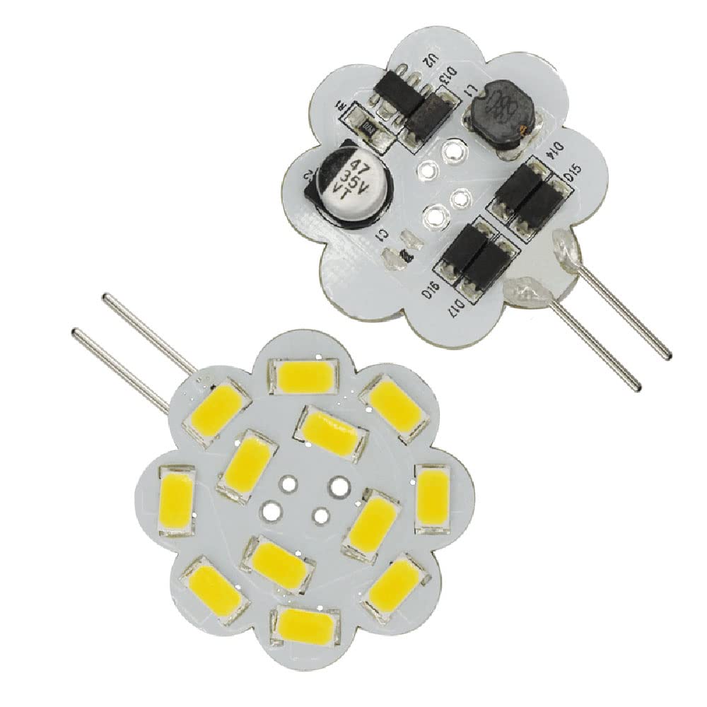 Edearkar 2W G4 LED Light Bulbs(6 Pack) LED Disc 20W Halogen Replacement Bulb,180 Degree Beam Angle,3000K Warm White,Dimmable, AC/DC 12V,G4 Bi Pin Lamp