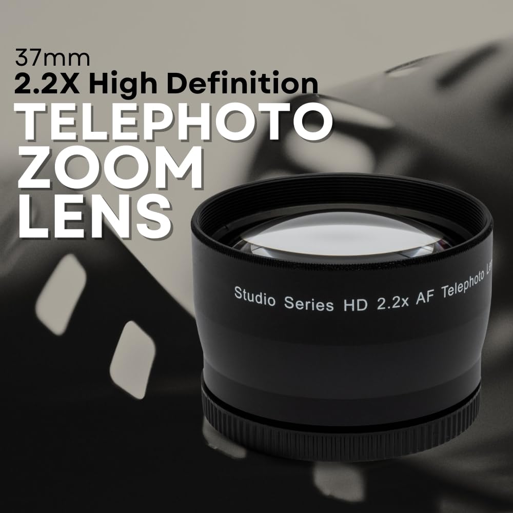 37mm HD Multi-Coated Wide Angle & Telephoto Lenses with Pouches & Caps for Canon, Nikon, Panasonic, Sony, Samsung, Fujifilm, Pentax, Olympus Cameras