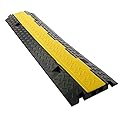 Pyle Durable Cable Protective Ramp Cover - Supports 44000lbs Dual Channel Heavy Duty Cord Protection w/Flip-Open Top Cover, 39.4” x 9.64” x 1.57”