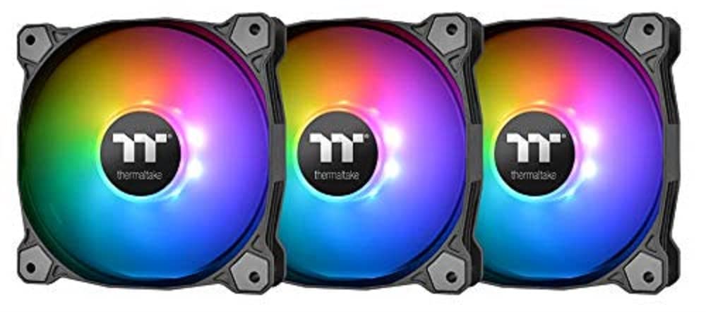 Thermaltake Pure 14 ARGB 5V Motherboard Sync/Analog Controller 16.8 Million Colors 9 Addressable LEDs 140mm Hydraulic Bearing Case/Radiator Fan, 3
