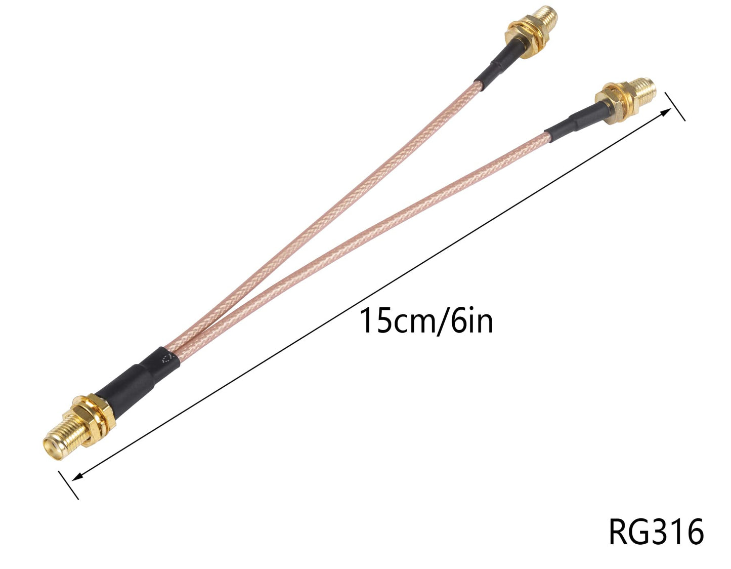 POBADY 6" SMA Female to SMA Dual Female Splitter Coax Cable 3 Way V-Type RG316 50 Ohm for 2G 3G 4G LTE Antenna Router Gateway Modem MiFi Mobile