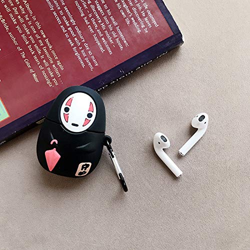 BONTOUJOUR Case Compatible with AirPods 1/2, Super Cute Creative Sitting Faceless Man No Face Man Holding Umbrella Design Case, Soft Silicone Earphone