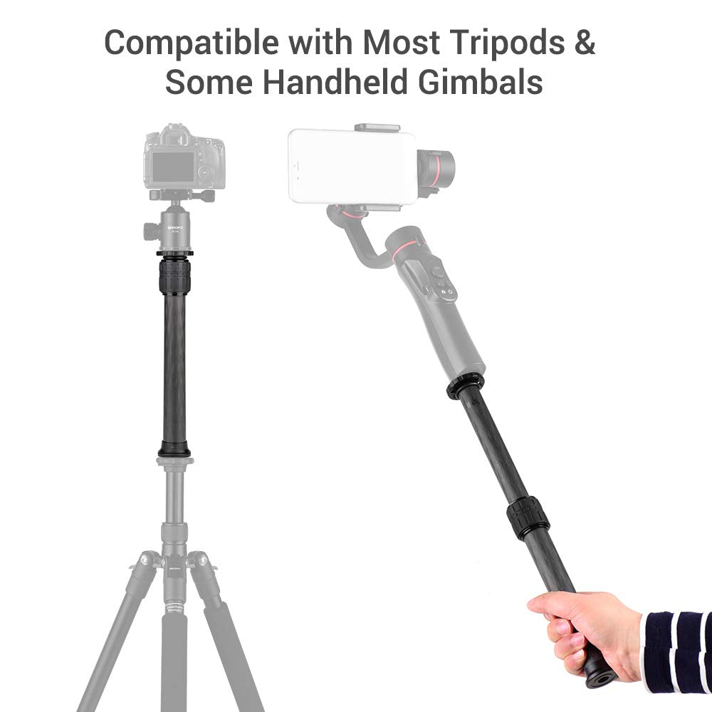 Andoer ER252 Tripod Extender Tube, 2-Section 25mm/ 0.98(Diameter) Carbon Fiber Center Column Extension Tube, Compatible with All Zhiyun, FeiyuTech