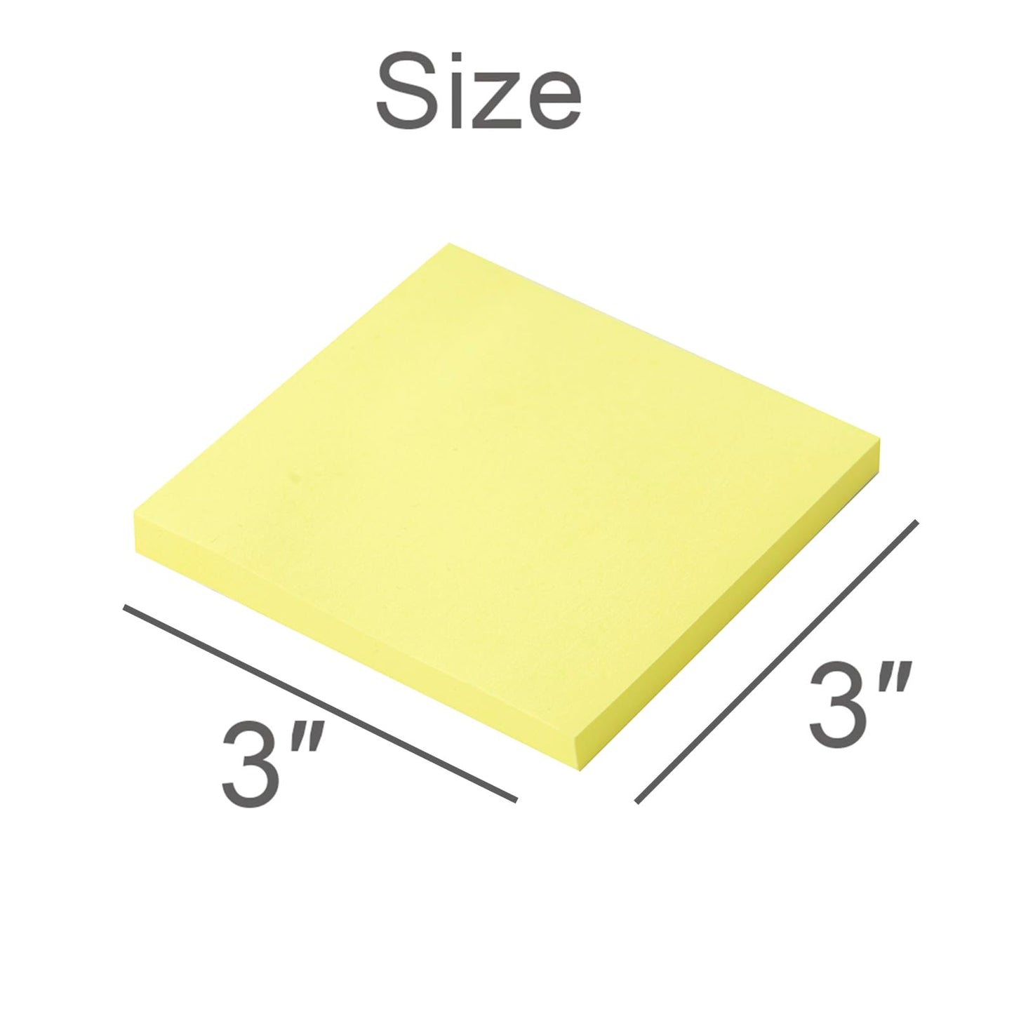 (24 Pads) Sticky Notes 3x3 in Yellow, Strong Adhesive, Clean Removal, Recyclable, Self-Stick Pads, Easy to Post for Home, Office, Notebook