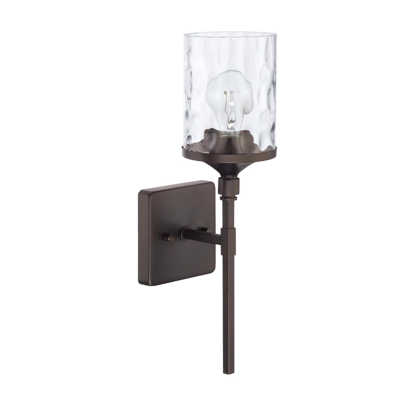 HomePlace by Capital Lighting 628811BZ-451 Colton Urban/Industrial Clear Water Glass Torchiere Wall Sconce, 1-Light 100 Watt, 17" H x 5" W, Bronze