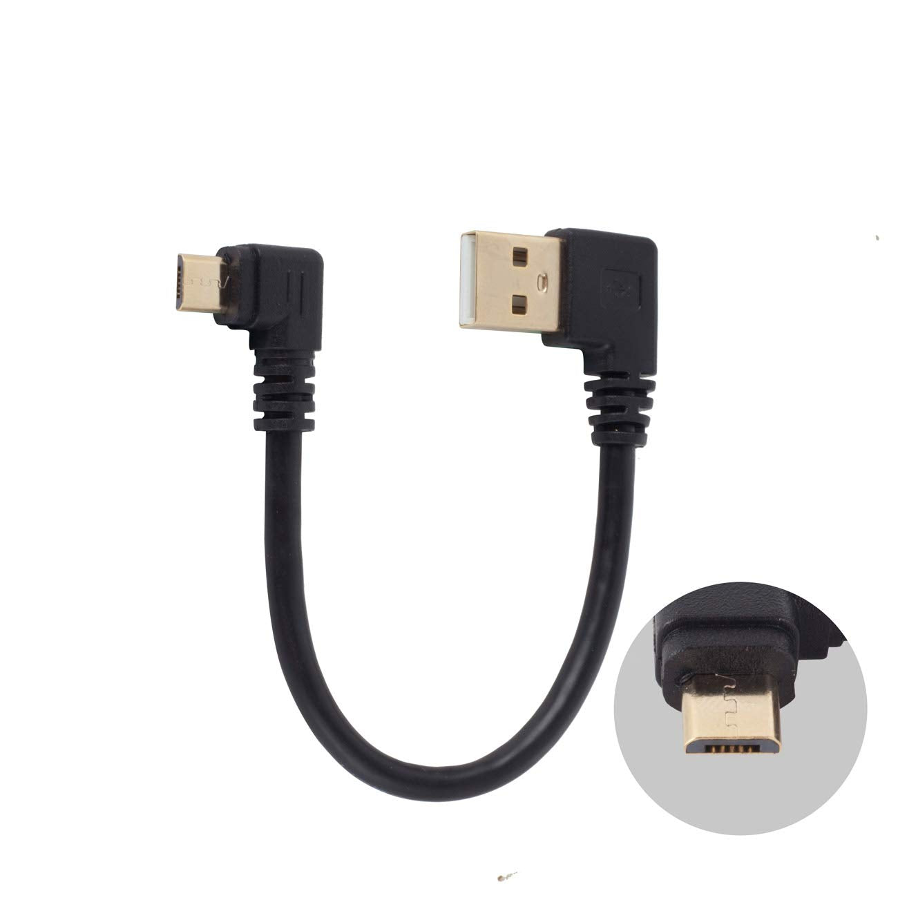 USB to Micro USB Cable 6Inch Right Angle Short USB Micro Cord 90 Degree Fast Charging Cable with Gold Plated Connectors for Samsung Galaxy S7/S6/S5