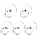 Kinizuxi Cell Phone Ring Holder Stand 5 Pack Silver, Transparent Phone Ring Holder Grip Finger Kickstand, 360° Rotation Phone Ring for Phone Cases