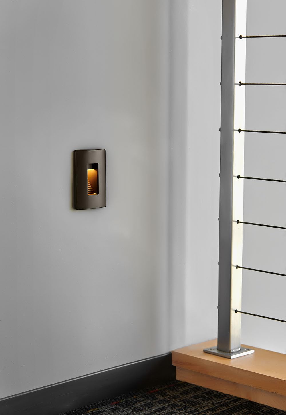 Hinkley Landscape Lighting Luna Horizontal 120v Step Light, Integrated LED 2700K, Line Voltage, Dimmable, Matte Bronze