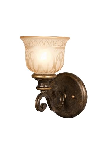 Crystorama Norwalk 1 Light Bronze Umber Sconce with Sconce with Glass Shade