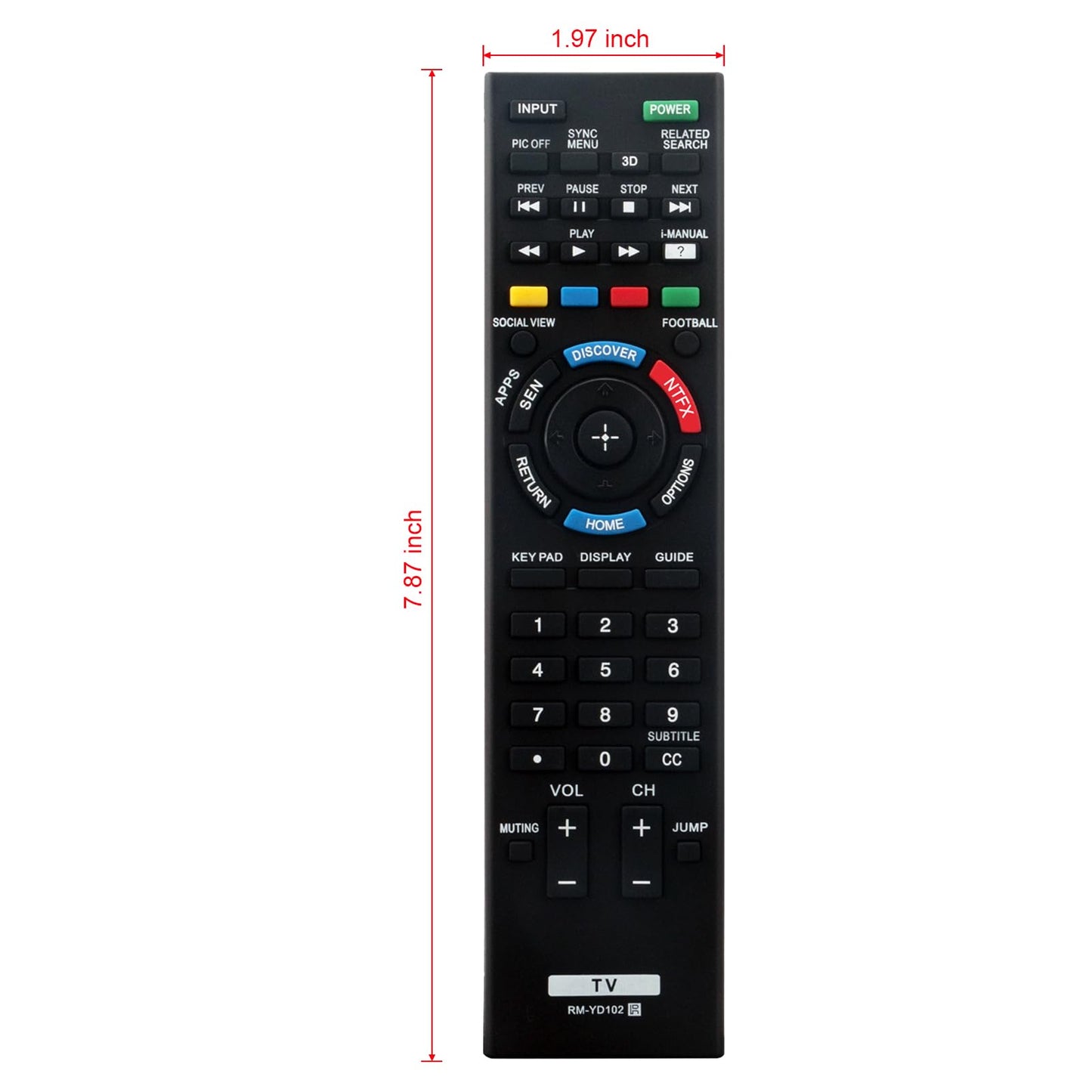 New RM-YD102 Replaced Remote fit for Sony 3D Smart LCD LED HDTV KDL-50W790B KDL50W790B KDL-50W800B KDL50W800B KDL-55W790B KDL55W790B KDL-55W800B