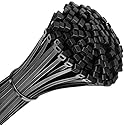 Fomuson 200pcs Zip Ties 8 Inch Black, Heavy Duty Zip Tie, 50lb Strength Cable Ties, Industrial Nylon Wire Tie Wraps for Garage and Workshop.