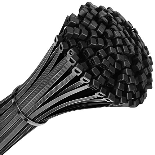 Fomuson 200pcs Zip Ties 8 Inch Black, Heavy Duty Zip Tie, 50lb Strength Cable Ties, Industrial Nylon Wire Tie Wraps for Garage and Workshop.