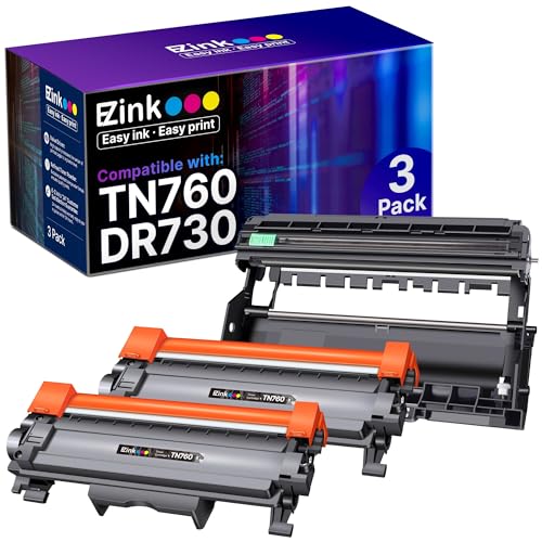 E-Z Ink TN760 Toner Cartridge and DR730 Drum Unit Compatible for Brother TN-760 TN730 DR 730 to Use with MFC-L2710DW MFC-L2750DW HL-L2370DW
