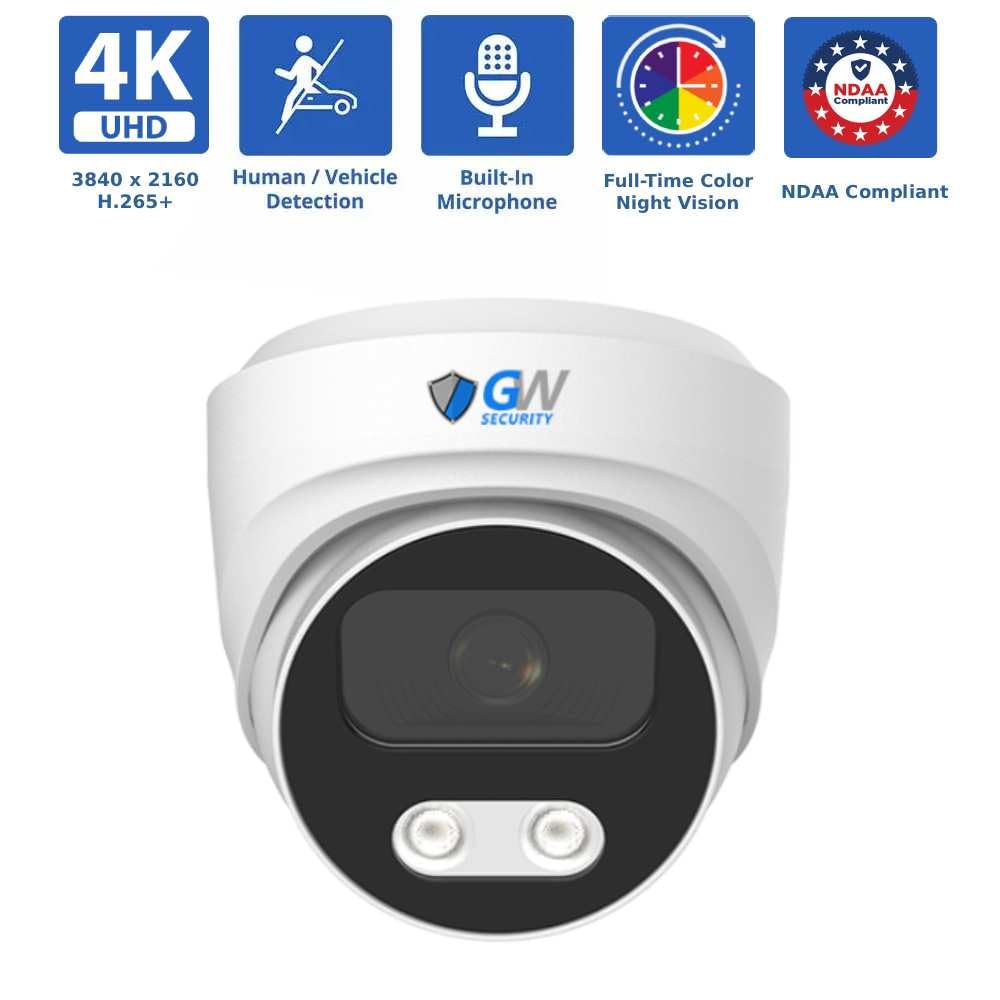 GW Security 16 Channel 12MP NVR 4K Security Camera System with 16 x 8MP PoE Spotlight Color Night Vision Outdoor/Indoor Microphone Dome Cameras, Smart