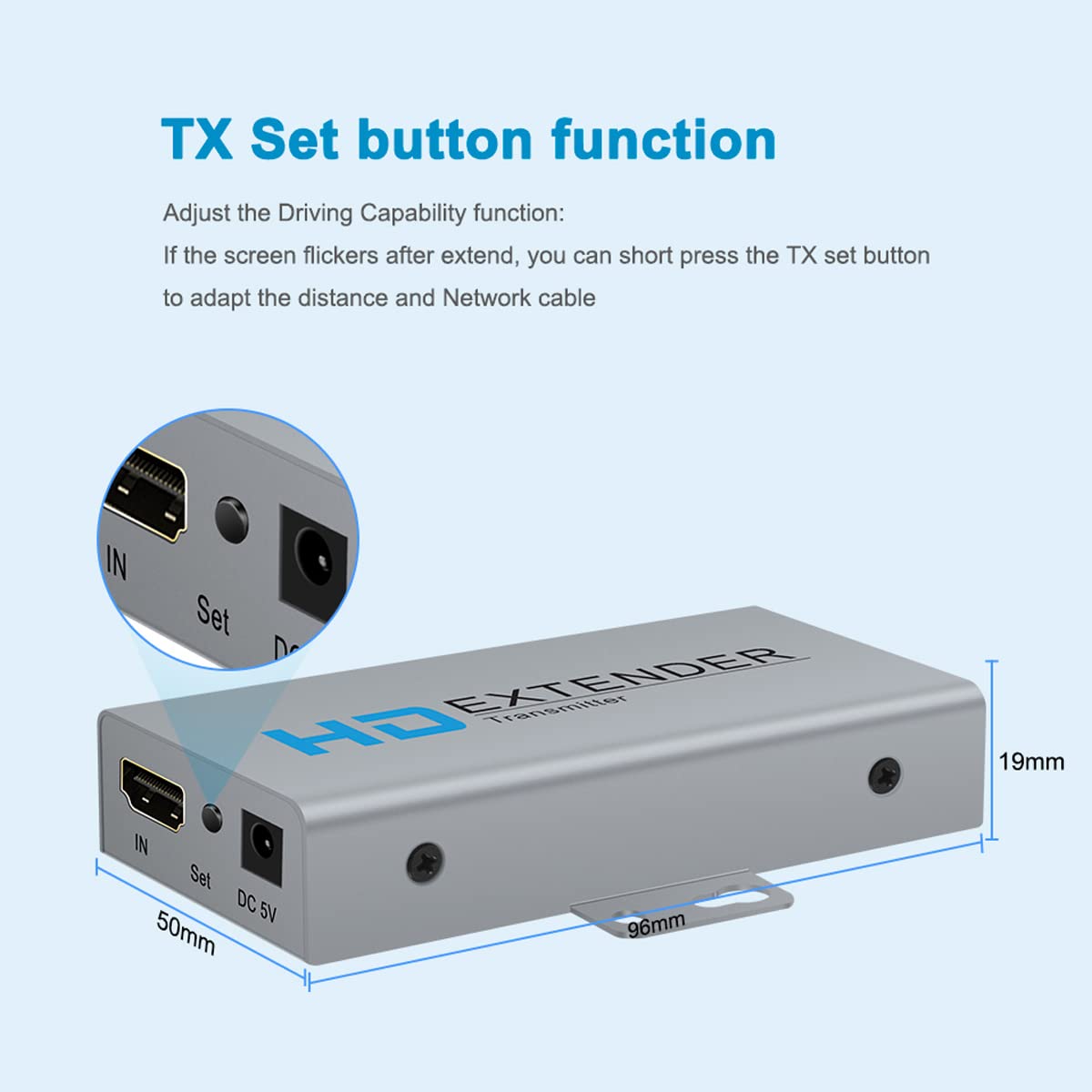 HDMI Extender Over Network IP Ethernet Kit Cat5e / Cat6 Cable 1080P @ 60Hz - Up to 164 ft - HDMI Loop Out POE Function Supported (Transmitter