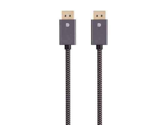 Monoprice DisplayPort 1.4 EasyPlug Nylon Braided Cable - 32.4 Gbps, 8K@60Hz, DPCP, HDCP, 3D Video, 6 Feet, Gray